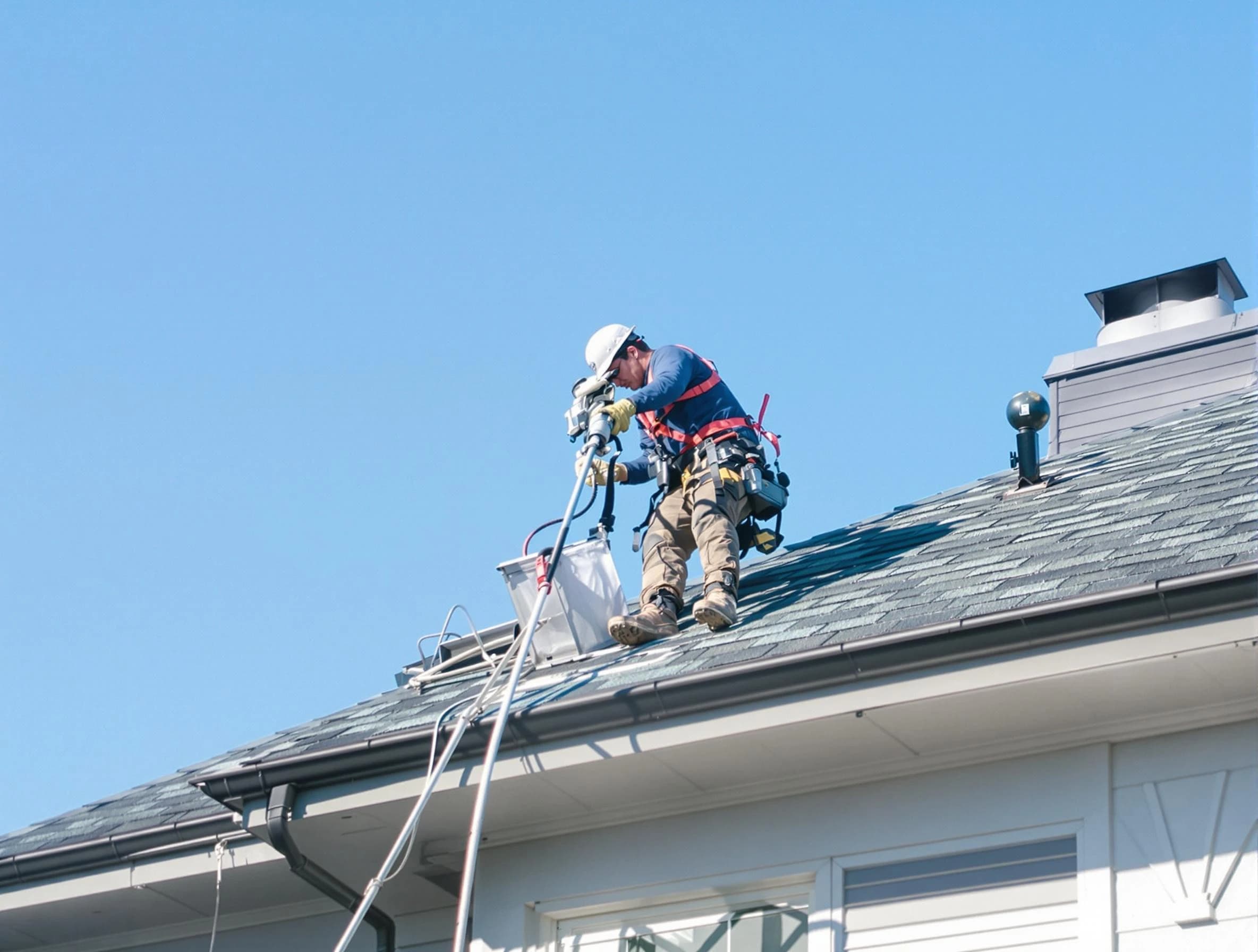 Taylorsville Dryer Vent Cleaning certified technician cleaning a roof-mounted dryer vent system in Taylorsville