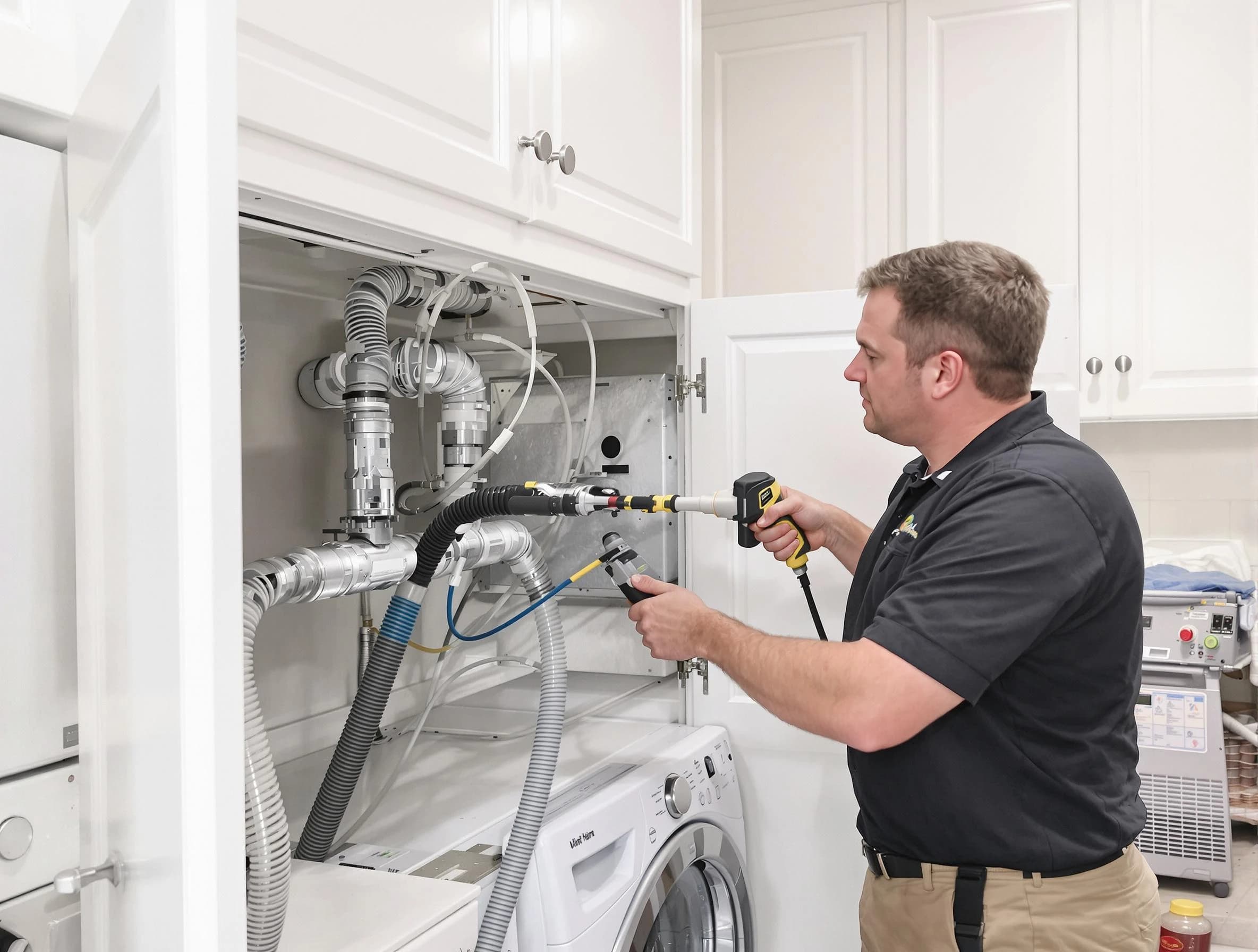 Taylorsville Dryer Vent Cleaning professional removing severe blockage from a clogged dryer vent in Taylorsville
