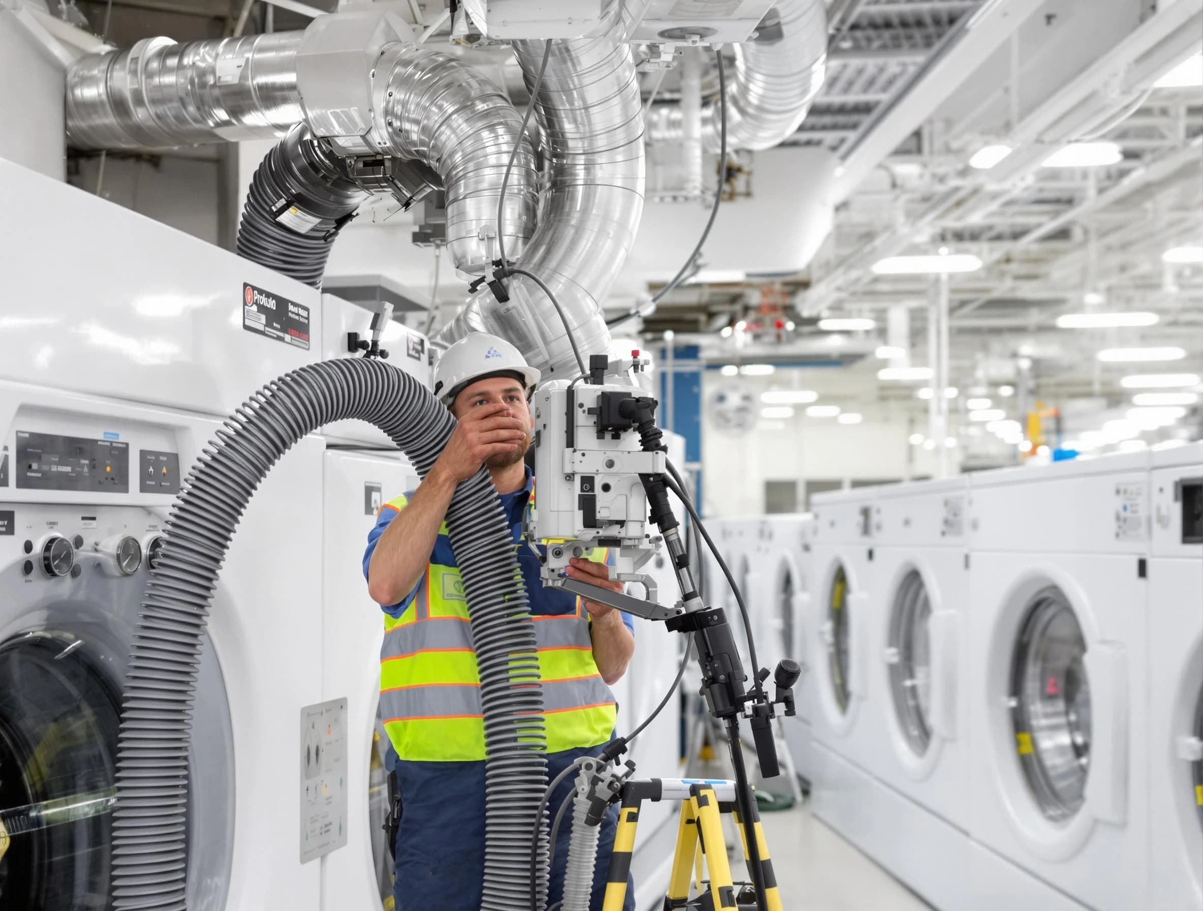 Taylorsville Dryer Vent Cleaning team performing commercial-grade dryer vent cleaning at a business facility in Taylorsville