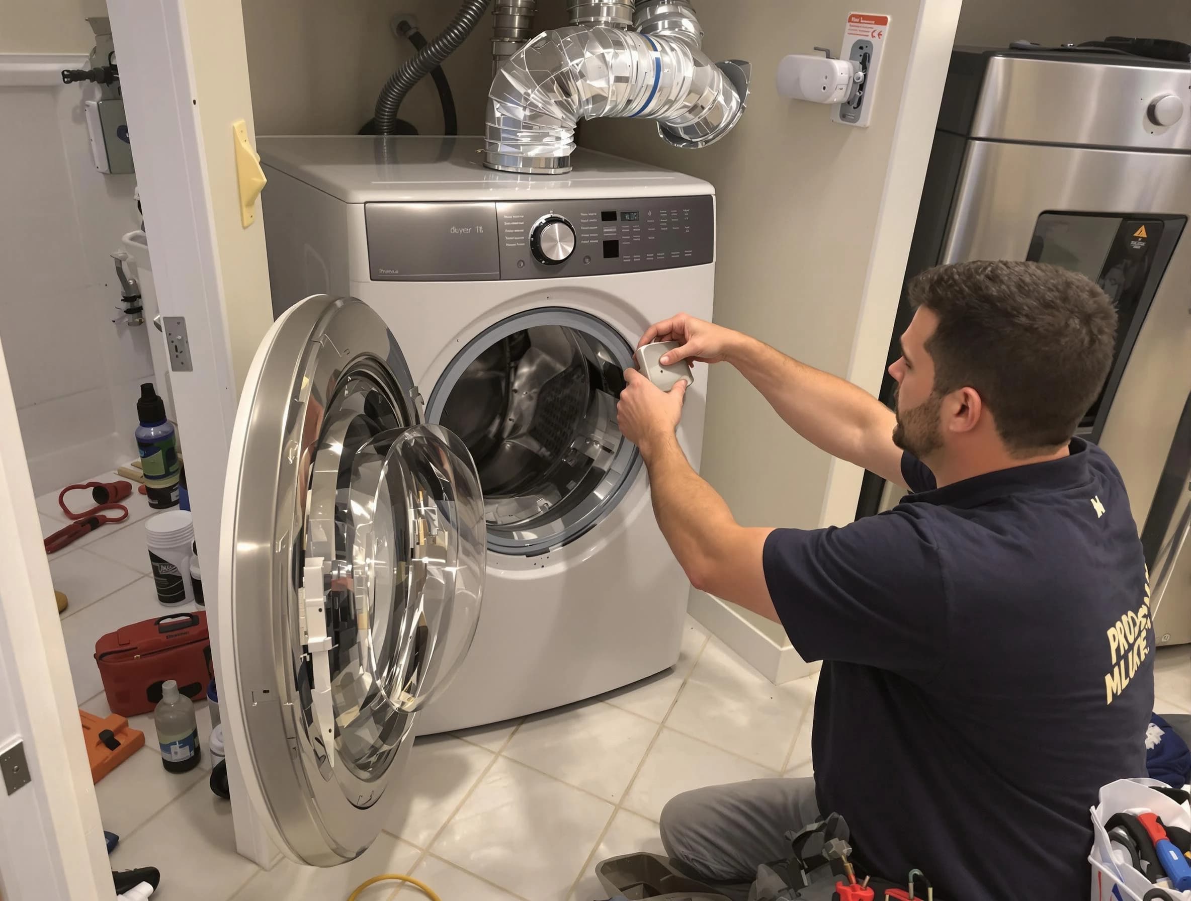 Taylorsville Dryer Vent Cleaning technician performing precise dryer vent hose installation in Taylorsville