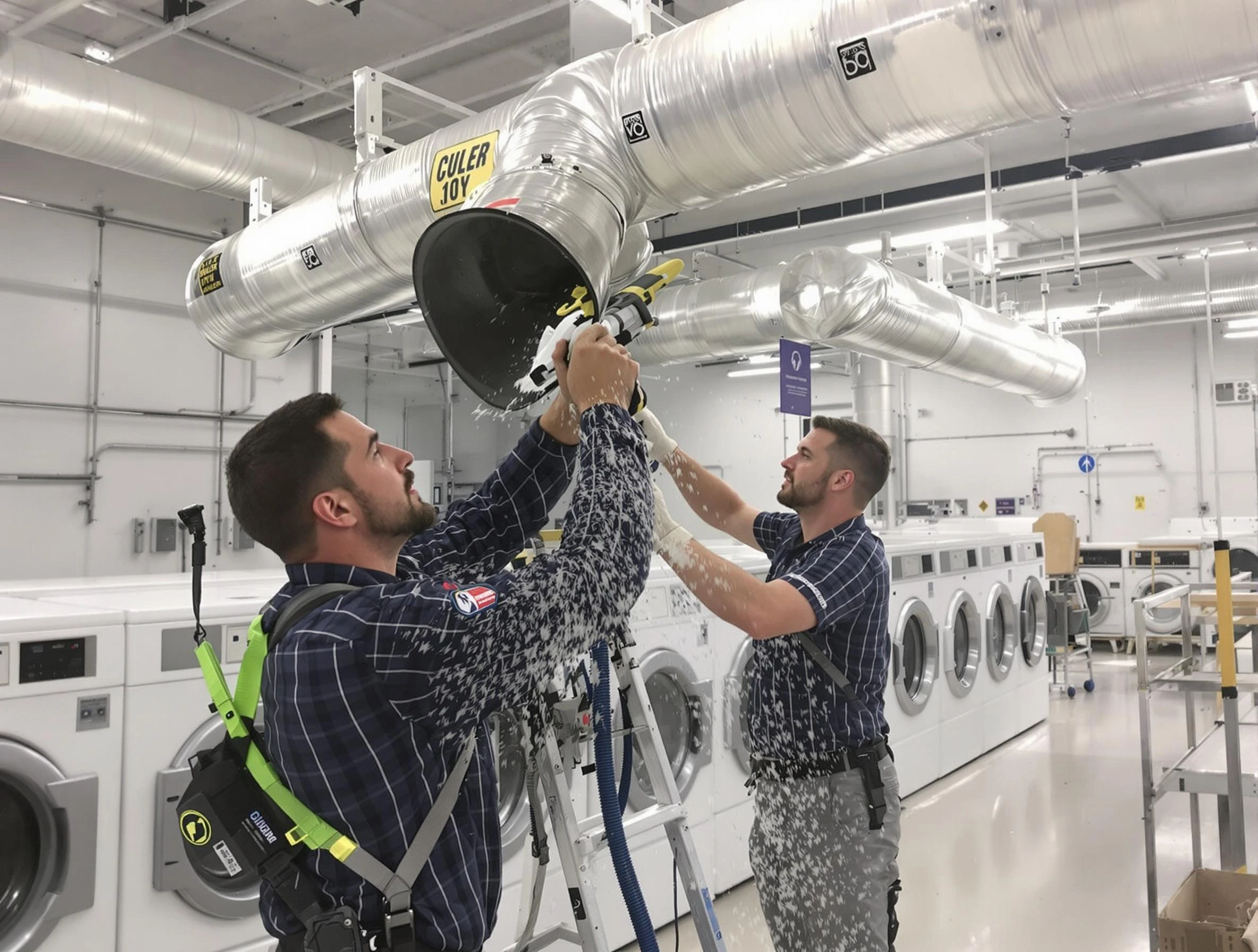Taylorsville Dryer Vent Cleaning team performing large-scale commercial dryer vent cleaning in Taylorsville